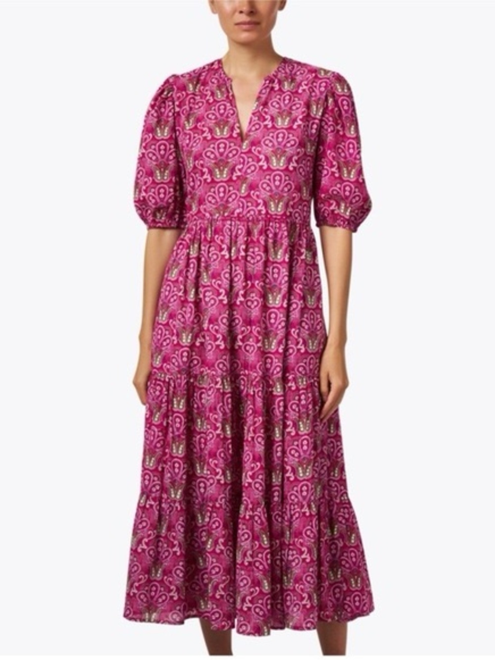 Jude Connally Jordana Maxi Dress in Lotus Block Orchid Print